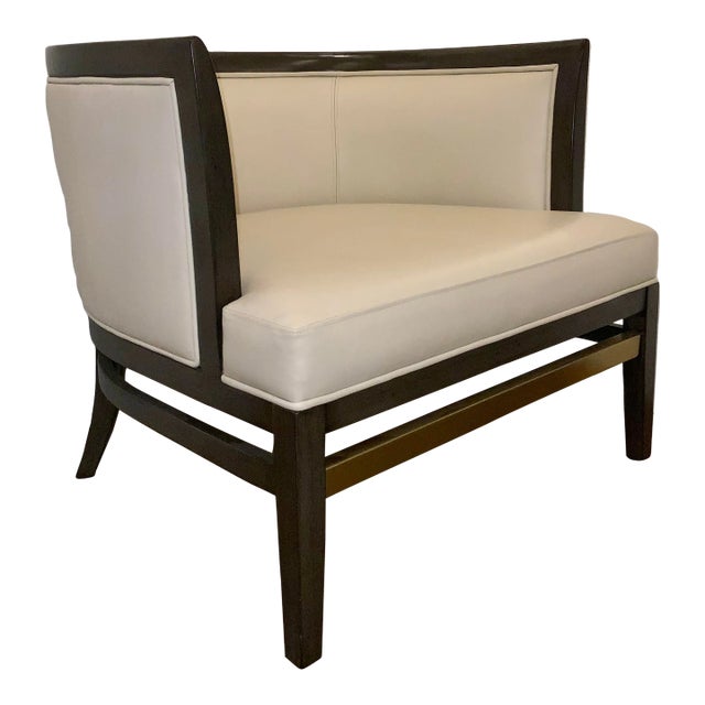 Currey & Co. Modern Stone Leather Mira Club Chair For Sale