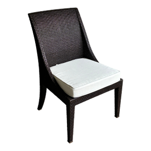 Late 20th Century McGuire Woven Rattan Side Dining Chair With Ivory Cushion