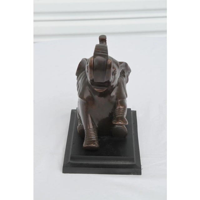 VTG Pair of Bronze Art Deco Baby Elephant Book Ends For Sale - Image 9 of 16