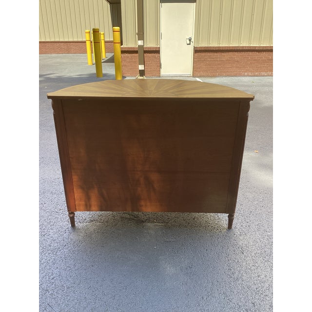 Late 20th Century Neoclassical Demilune Cabinet With Sunburst Marquetry For Sale - Image 5 of 7