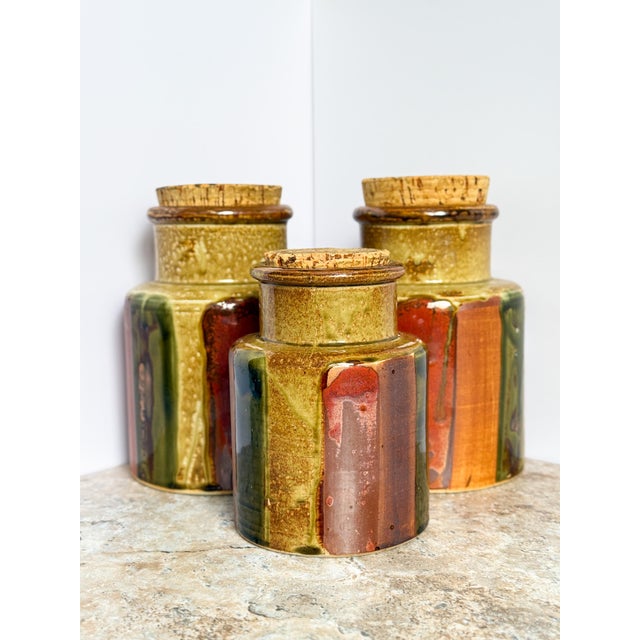 Vintage 1970s Japanese Pottery Canisters - Set of 3 For Sale - Image 4 of 4