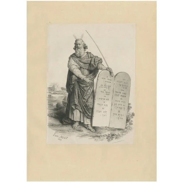 Léon Noël, Moses with the Ten Commandments, Lithograph, 1844 For Sale - Image 10 of 10
