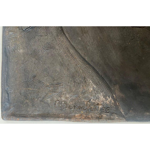 Cast iron fireback depicting a naked woman signed Bonnefoit, 1987 For Sale - Image 11 of 12