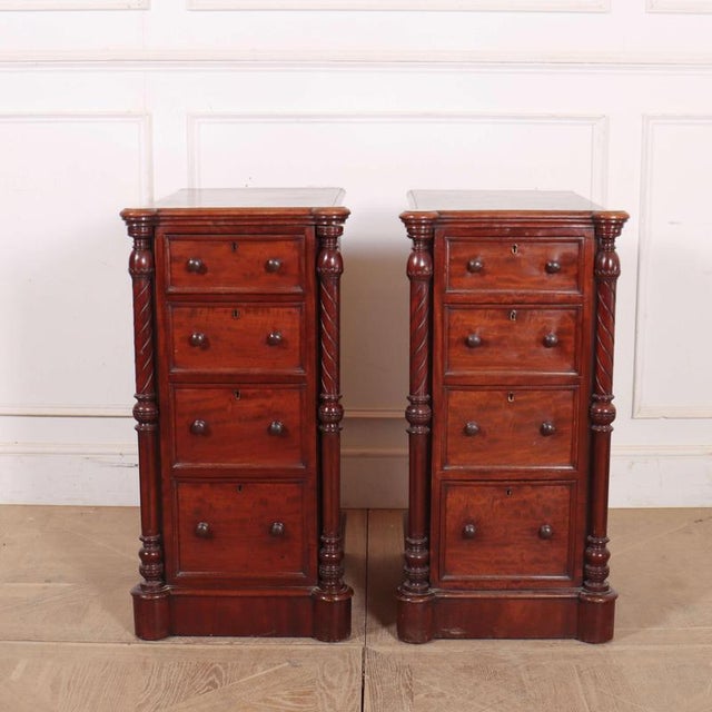 Brown English Mahogany Bedside Tables, Set of 2 For Sale - Image 8 of 8