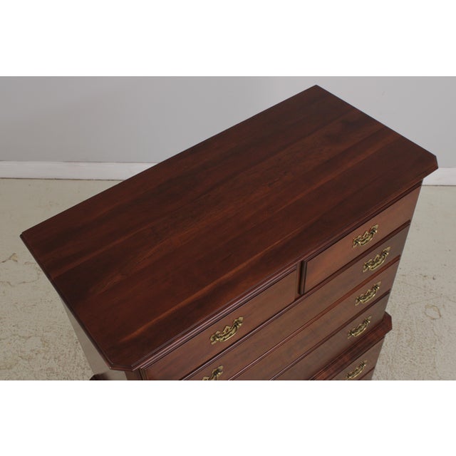 Brown Ethan Allen Cherry Georgian Court Tall Chest on Chest For Sale - Image 8 of 15
