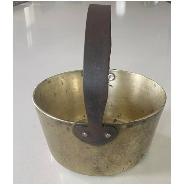 Antique Heavy Brass Jam Pail Gathering Bucket Iron Handle | Chairish