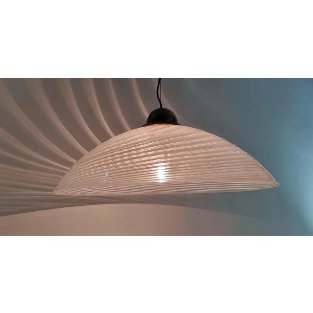 Gold Large Murano Swirl Pendant in White, 1970s For Sale - Image 8 of 12