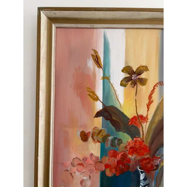 Mid-Century Modern Vintage Mid-Century Floral Still Life Painting by Pete Hadley – Framed For Sale - Image 3 of 13