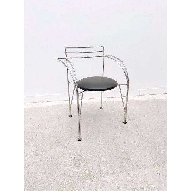 Black Silver Moon Chair in Chrome and Skai by Pascal Mourgue for Fermob, France, 1980s For Sale - Image 8 of 8