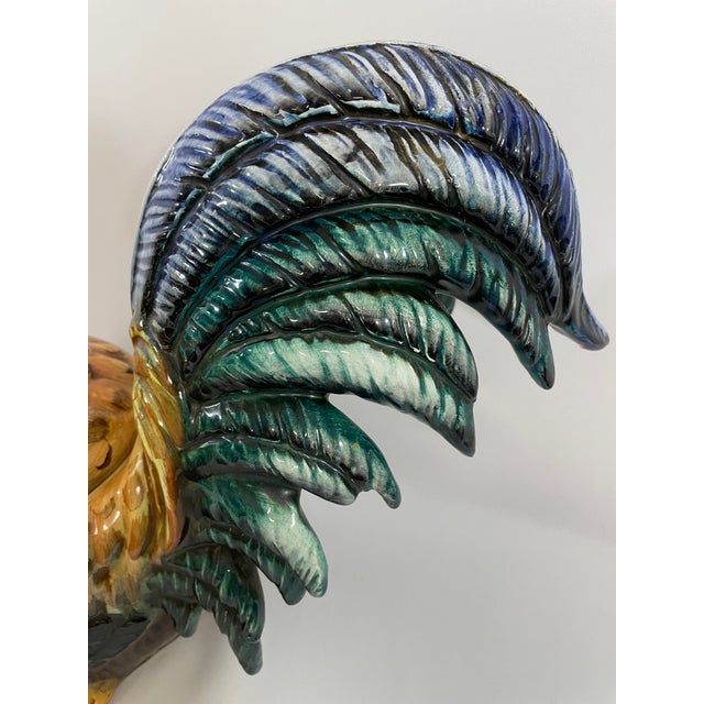 Ceramic Vintage 1970s Italian Ceramic Majolica Rooster Tureen For Sale - Image 7 of 18