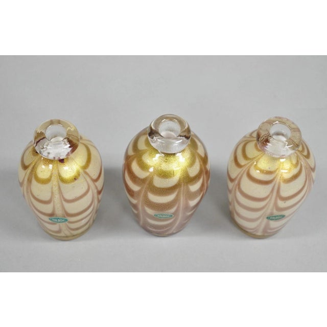 Glass Mid 20th Century Balboa Barovier Toso Handblown Murano Glass Pink Gold Decanter Bud Vase For Sale - Image 7 of 11