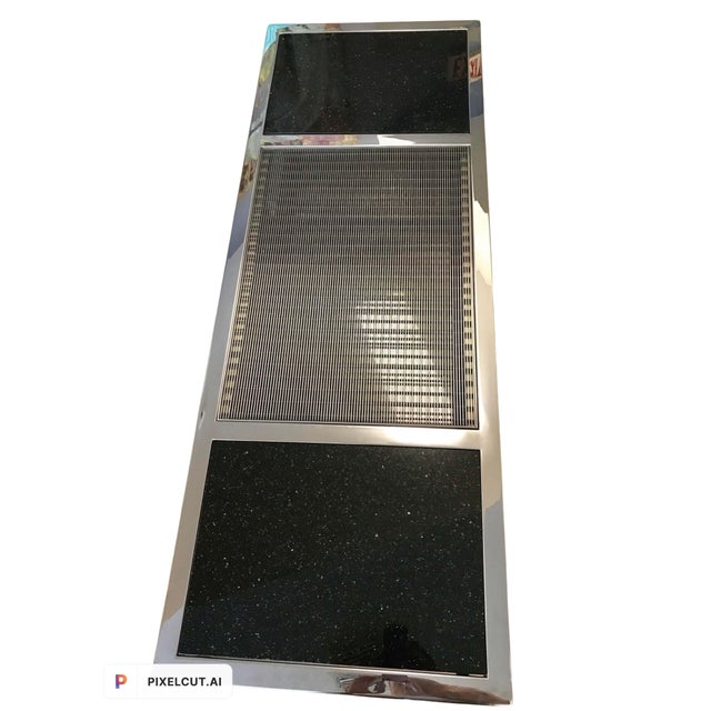 Excellent Condition Brueton Cocktail Table, stunning high polished Stainless Steel with Inset Granite (Absolute Black)....
