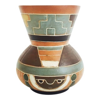 Vintage Handmade Mexican Pottery Vase For Sale