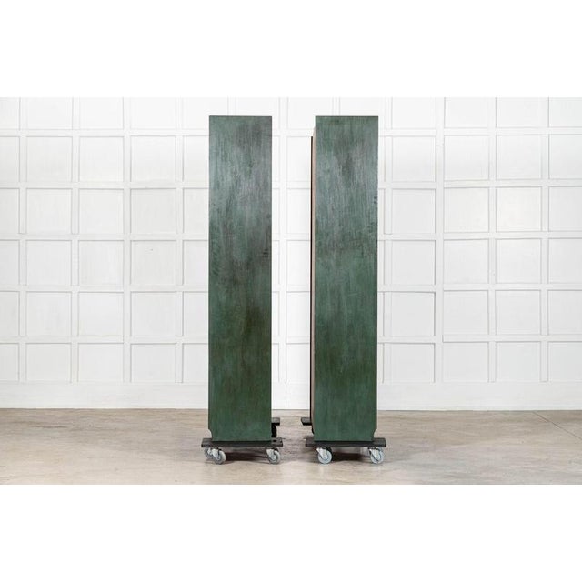 Green English Painted Glazed Mahogany Display Bookcase, 1940 For Sale - Image 8 of 13