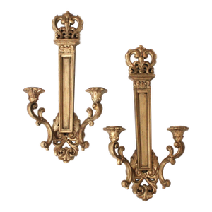 Mid-Century French Style Gilded Candle Sconces/Pair