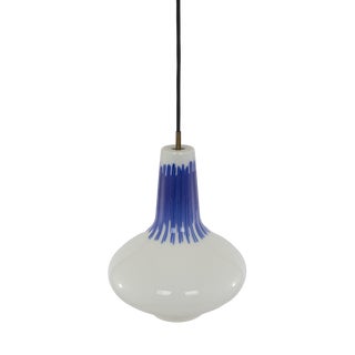 Murano Glass Pendant with Blue Stripes by Massimo Vignelli for Venini, 1950s For Sale