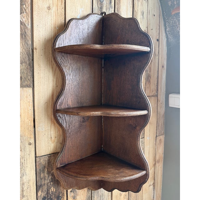 Antique Corner Shelf in Oak, 1890s For Sale - Image 9 of 9