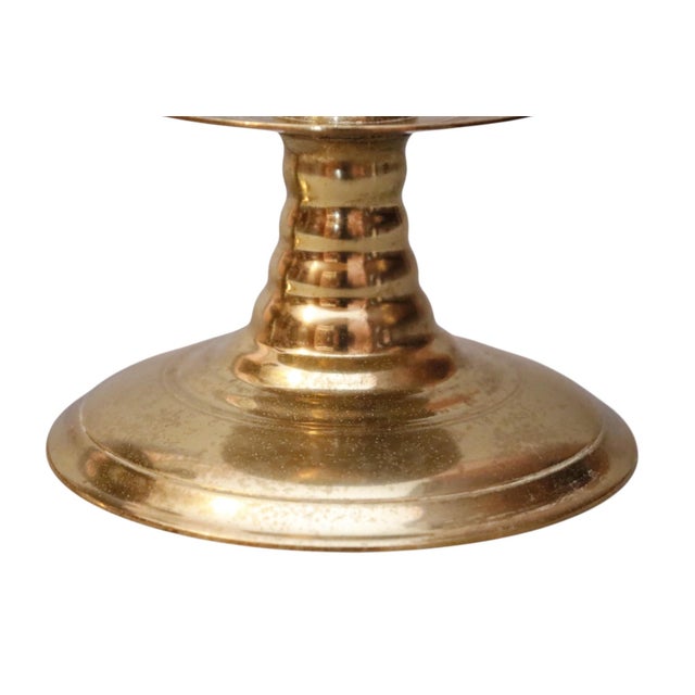 English Brass Trumpet Candlestick Holders by Colonial Williamsburg, a Pair For Sale - Image 3 of 5