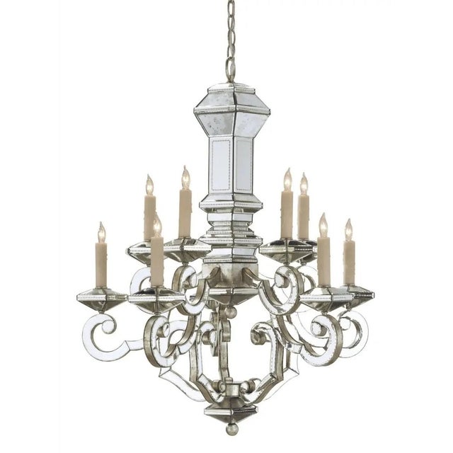 Early 21st Century Mirrored Glass and Silvered Metal Chandelier by Currey & Company For Sale - Image 5 of 5
