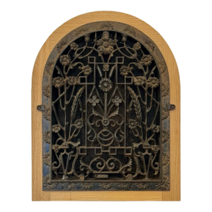 Antique Cast Iron Architectural Grille With Custom Wood Frame