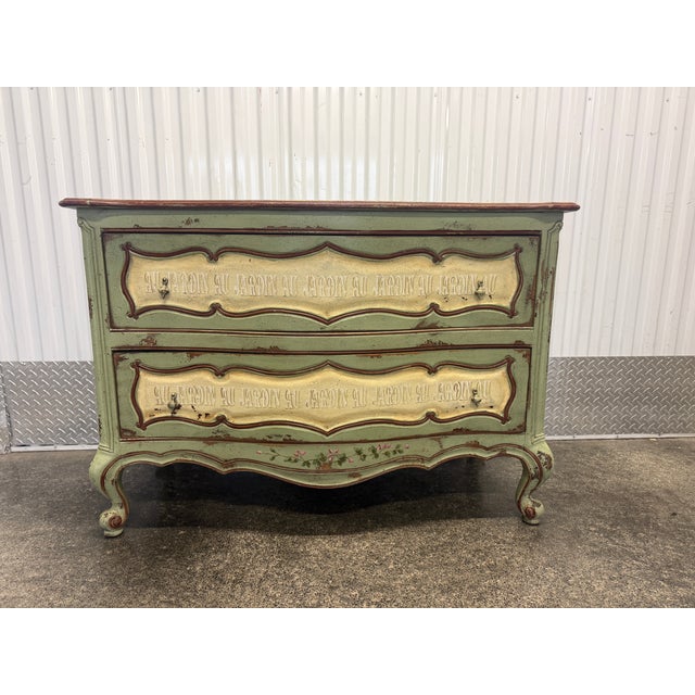 Beautiful Painted French Style Jardin 2 Drawer Chest of Drawers sold as found dating from the 20th century is good vintage...