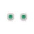Metal Emerald Double Halo Diamond Stud Earrings, a Pair For Sale - Image 7 of 8