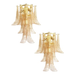 Gold and Transparent Selle Murano Glass Wall Sconces by Simoeng, Set of 2 For Sale
