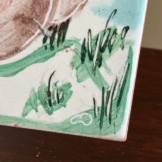 Vintage Hand Painted Italian Decorative Tile For Sale - Image 4 of 16