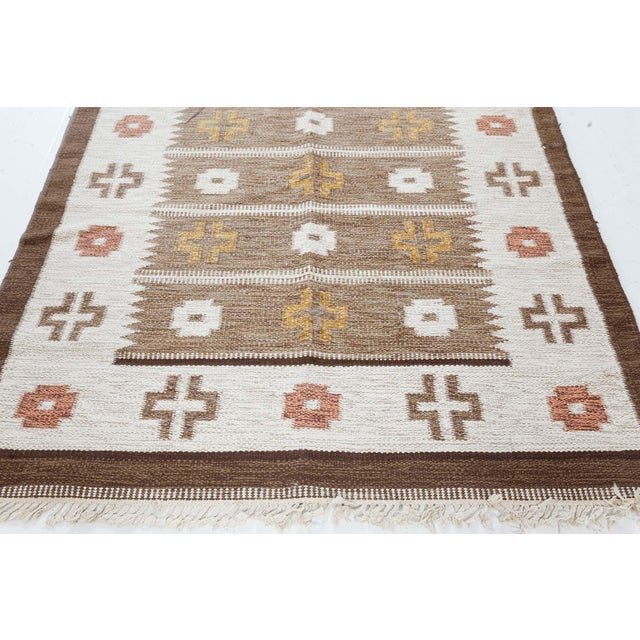 Mid-Century Modern Doris Leslie Blau Vintage Scandinavian Flat-Weave Rug in Earth Tones For Sale - Image 3 of 7