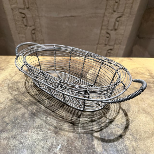 Metal French Industrial Vintage Wire Decorative Bowl Basket Catch All For Sale - Image 7 of 8