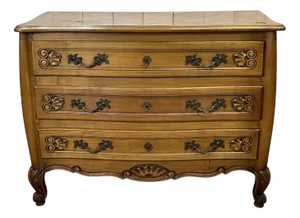 Louis XV in Cherry Wood and Elm Burl Chest of Drawers, 1950s