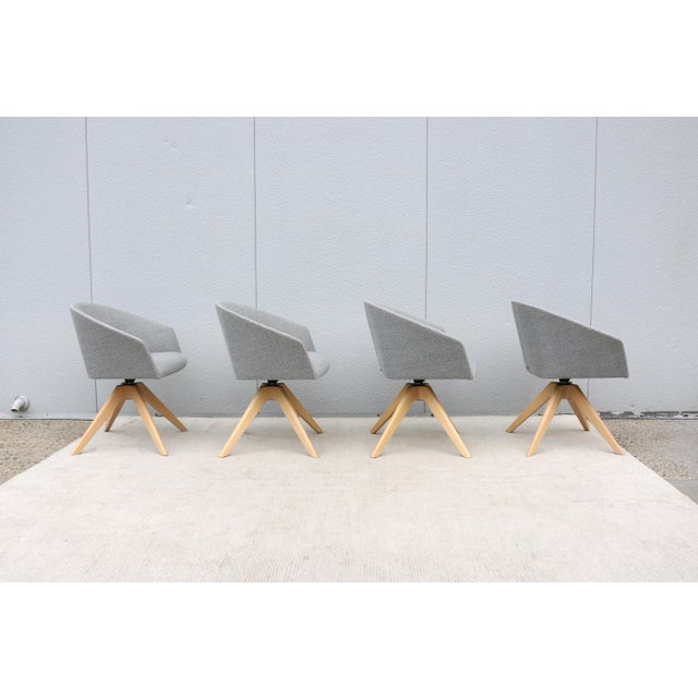 Gray MCM Style Lievore Altherr Molina for Andreu World Brandy Swivel Armchair, Set of 4 For Sale - Image 8 of 18