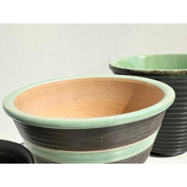 Vintage German Plant Pots in Mint Green and Brown-Anthracite Tones from Veb Keramik Meissen, 1950s, Set of 3 For Sale - Image 18 of 18