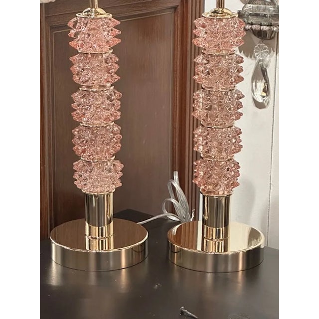 Modern Murano Pink Rostrada Lamps For Sale - Image 3 of 6