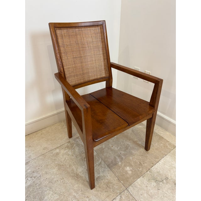 Crate and Barrel Solid Wood Desk With Caining and Matching Chair For Sale - Image 10 of 18
