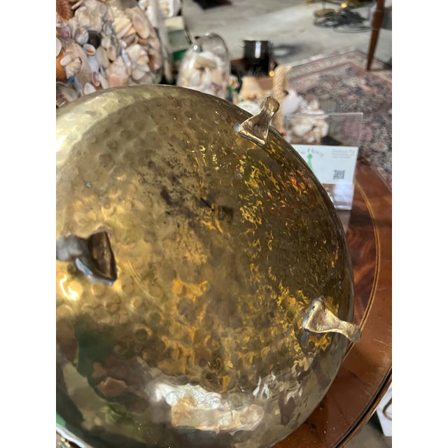 Round Footed Vintage Brass Decorative Bowl With Lion Head Details For Sale In Atlanta - Image 6 of 7