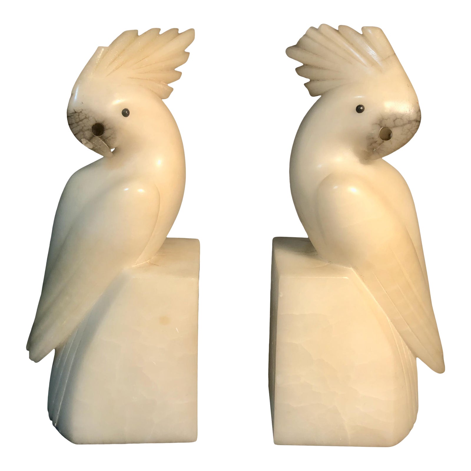 C. 1930 Alabaster Cockatoo HandCarved Bookends a Pair Chairish