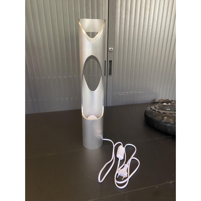 Vintage Space Age Sculptural Flame Lamp in Brushed Aluminum, 1970s For Sale - Image 17 of 18