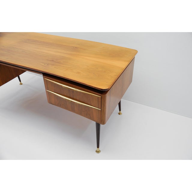 Large Desk with Brass Details, Germany, 1950s For Sale - Image 12 of 18