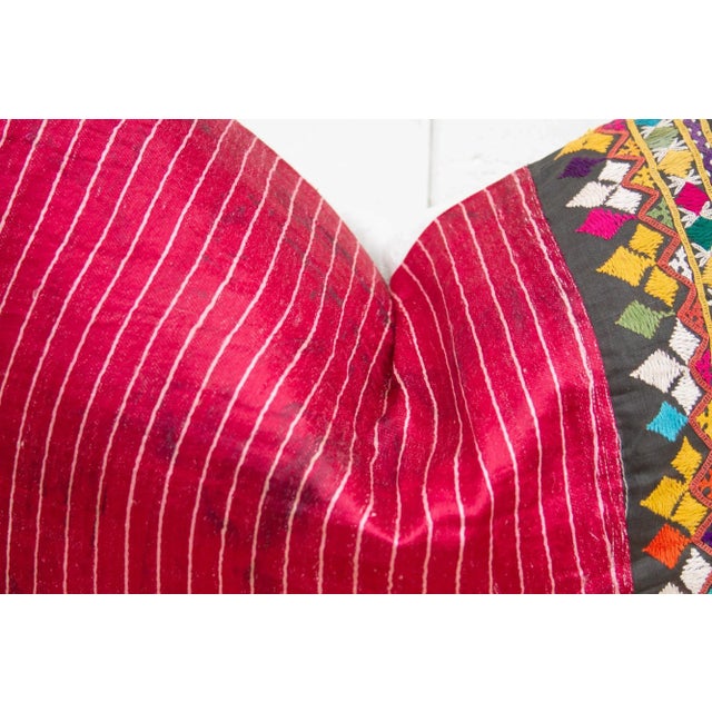 Textile Set of Two Antique Mashru Tribal Lumbar Pillows For Sale - Image 7 of 10