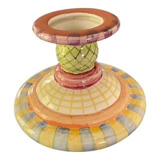 2004 Large Mackenzie Childs Geometric Candle Holder For Sale