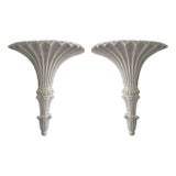 Pair of Early 20th Century Art Deco Era Plaster Wall Pockets in the Style of Serge Roche For Sale