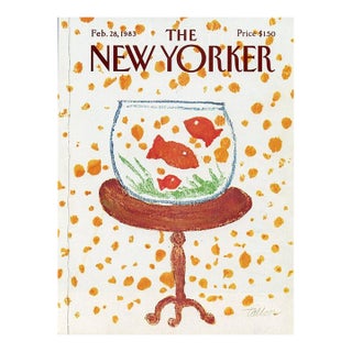 1983 Vintage New Yorker Cover, February 28 (Robert Tallon), Original New Yorker Magazine Cover, Fish, Fishbowl For Sale