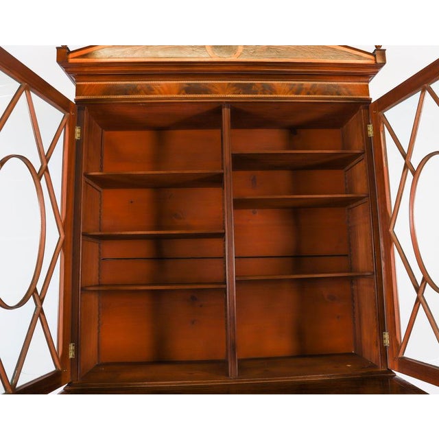 Antique George III Inlaid Flame Mahogany Secretaire Bookcase, 1815 For Sale - Image 16 of 18