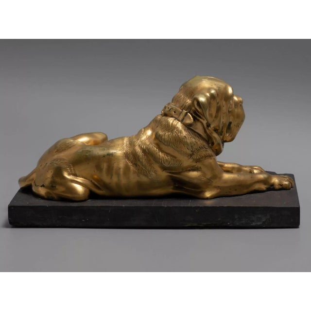 19th Century English Bronze Mastiff Dog Figure on a Stone Stand For Sale - Image 5 of 10