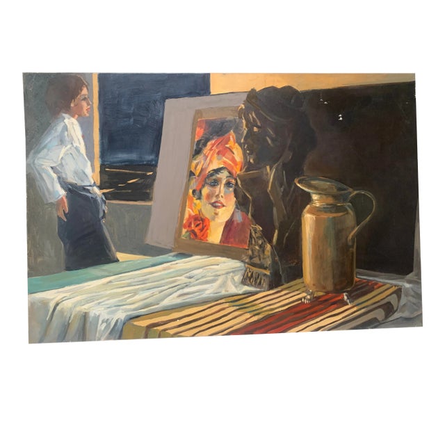 R K Hillis Original Oil Painting ‘"Room With a View’" For Sale