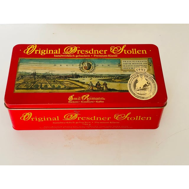 Shabby Chic Vintage German Dresden Tin Cookies Box For Sale - Image 3 of 3