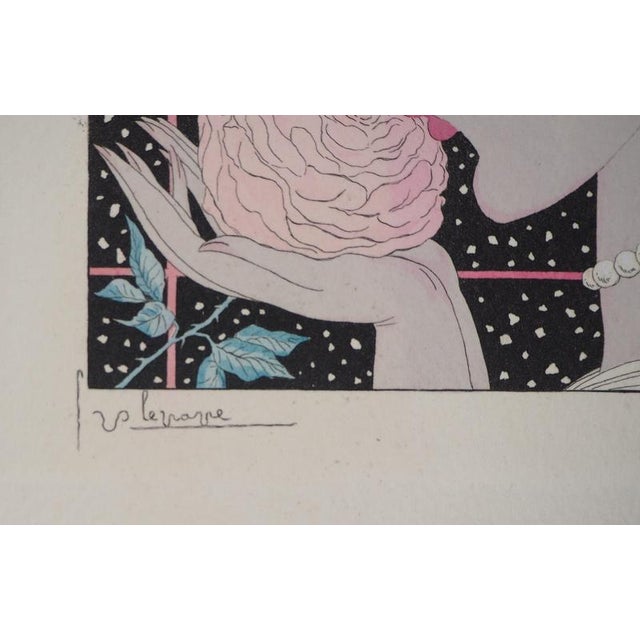 Georges Lepape, Young Woman with Rose, Engraving For Sale - Image 6 of 7