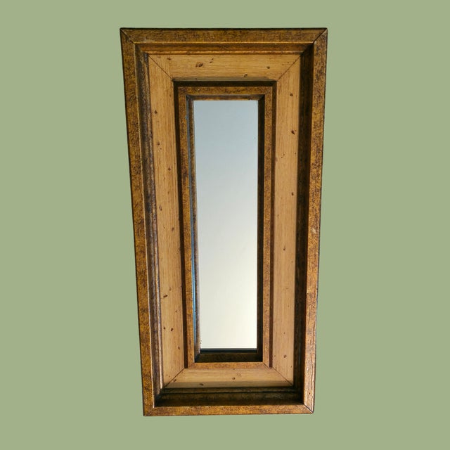 Vintage Rustic Wood Wall Mirror by Triangle Industries 1970s California-Made Farmhouse Accent For Sale - Image 6 of 10
