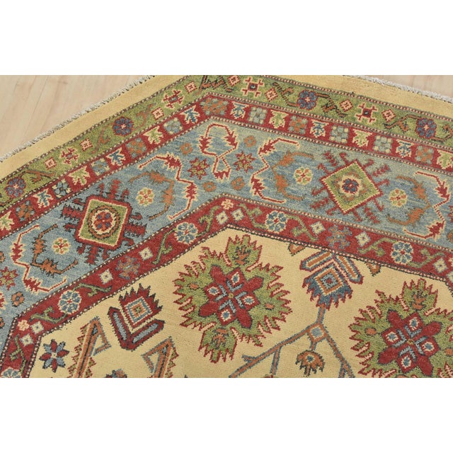 Kazak Rug 6′ X 6′ Beige Wool Tribal Hand-Knotted Oriental Carpet For Sale In Philadelphia - Image 6 of 13